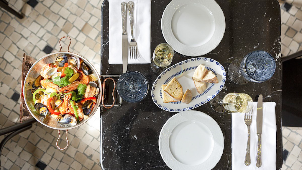 a bunch of food on a plate on a table