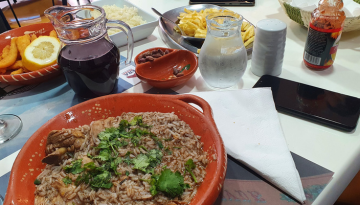 a plate of food on a table