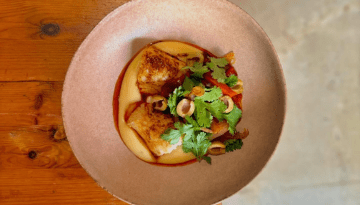 a bowl of food on a table