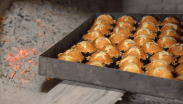 a tray of food on a grill